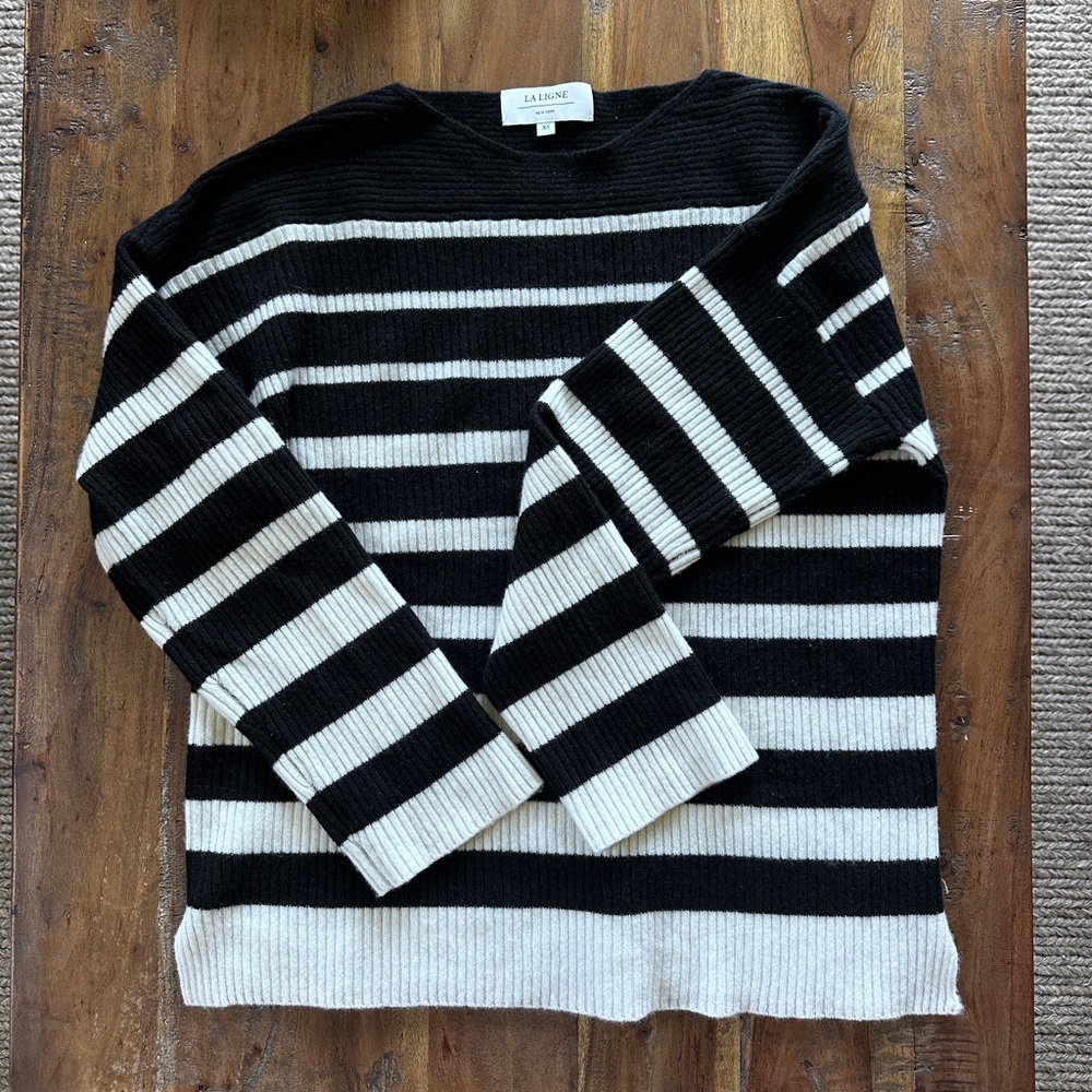 La Ligne Monochrome Striped Cashmere Knit